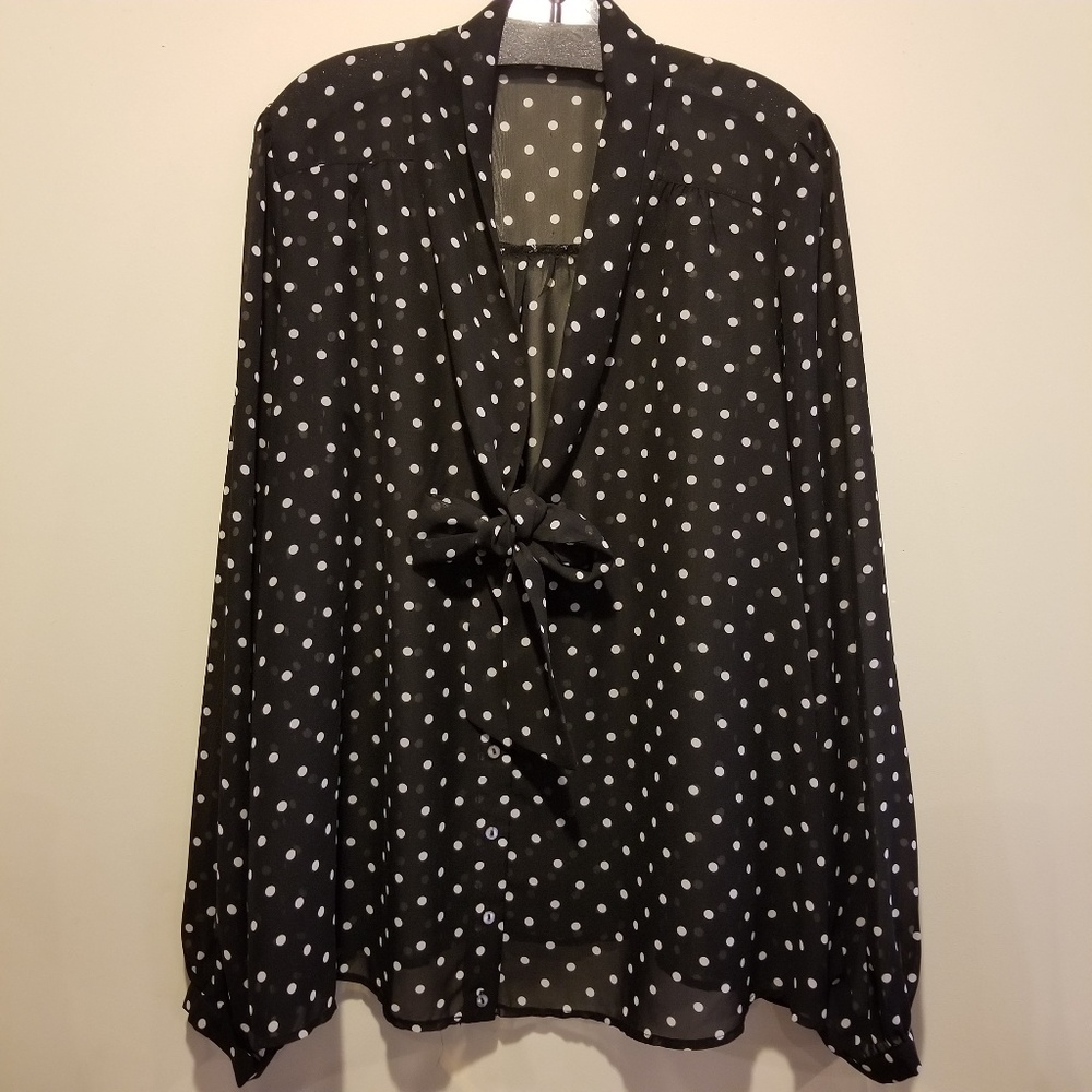 Forever 21 Black & White Polka Dots Blouse - 3X